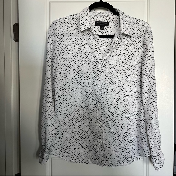 Banana Republic Women’s Oversized White and Black Polka Dot Blouse Size S - Picture 3 of 12